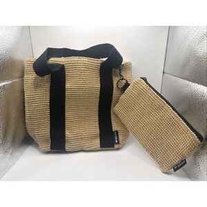 Wacoal Jute Handbag With Zippered Pouch 9.5x11x4
